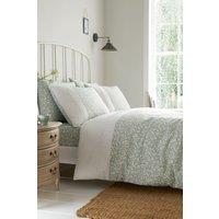 Dreams & Drapes 'Tess' Easy Care Ditsy Floral Leaf Print Duvet Cover Set in Green | Size: Double