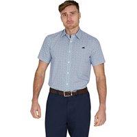 Raging Bull Men's Short Sleeve Pentagon Pattern Cotton Poplin Shirt in White | Size: 6XL