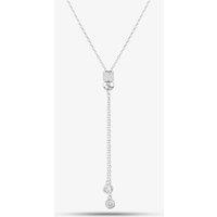 T.H.Baker Women's Sterling Silver Cubic Zirconia Pave Barrel & Ball Lariat Necklace N611058