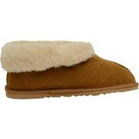 SNUGRUGS Women's Sheepskin Boot Slippers with Extra Thick Wool Cuff & Lightweight Sole in Tan | Size: 9