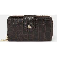 OSPREY LONDON Women's The Carla Leather RFID Zip-Round Purse in Chocolate