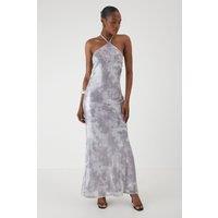 MissPap Women's Sequin Printed Halterneck Maxi Dress in Stone | Size: 12