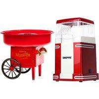 Geepas Electric Popcorn Maker Machine & Cotton Candy Maker Set in Red