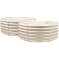 Harbour Housewares Round Raised Garden Beds - 120cm x 45cm - Pack of 2 in Beige | Size: 120 cm x 45 cm