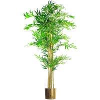 Leaf 150cm (5ft) Realistic Artificial Bamboo Plants Trees - XL with Gold Metal Planter in Green