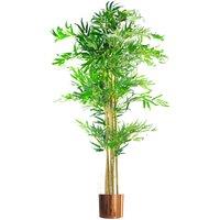 Leaf 150cm (5ft) Realistic Artificial Bamboo Plants Trees - XL with Copper Metal Planter in Green