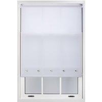 Furnished White Daylight Roller Blind with Chrome Round Eyelets - Trimmable Window Shade | Size: 140 cm width x 165 cm drop