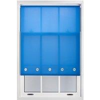 Furnished Blue Daylight Roller Blind with Chrome Round Eyelets - Trimmable Window Shade | Size: 175 cm width x 210 cm drop