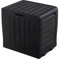 simpa 120L Wood Panel Effect Plastic Garden Storage Box in Black