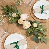 Scottish Everlastings Ltd 55cm Eucalyptus & Rose Cowhorn in Green