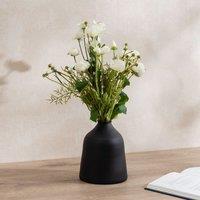 Scottish Everlastings Ltd 45cm White Poppy, Rose & Cosmo Bouquet in 18.5cm Black Vase
