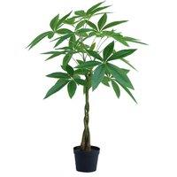 Leaf Artificial Money Tree Pachira Realistic Faux Plant 70cm in Green