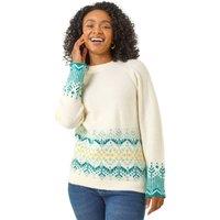Roman Women's Petite Fairisle Knit Jumper in Ivory | Size: 18