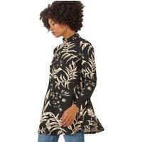 Roman Women's Floral High Neck Swing Top in Black | Size: 18