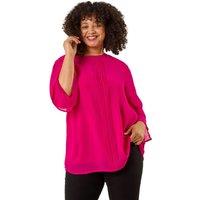 Roman Women's Curve Pintuck Pleat Top in Cerise | Size: 22-24