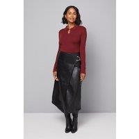 Wallis Women's Keyhole Collared Knitted Top in Red | Size: XL