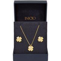 Inicio Women's 14K Gold Plated & Cubic Zirconia Clover Set - Gift Box