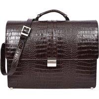 House of Leather Men's Mens Real Leather Croc Print Briefcase Messenger Bag Carter Brown | Size: Large