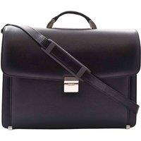 House of Leather Men's Mens Real Leather Briefcase Mid Size Bag Henry Black | Size: Medium