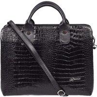 House of Leather Women's Womens Real Croc Print Leather Shoulder Bag Large Size Handbag Millie Black