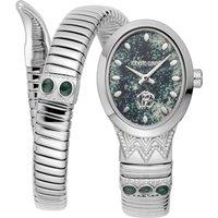 Roberto Cavalli Women's Snake Stainless Steel Black Dial Watch in Silver