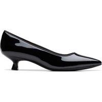 Clarks Women's Scarlyt Piper Black Patent Slip Ons, Heels | Size: 6-Standard Fit