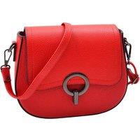 House of Leather Women's Womens Real Leather Cross Body Bag Small Size Satchel Zora Red