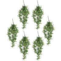 Leaf Pack of 6 x Hanging UV Fire Resistant Artificial Fronded Plant 70cm in Green