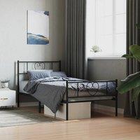 Berkfield Home Metal Bed Frame with Headboard & Footboard Black 100x190 cm