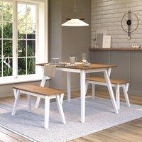 Core Products Corona Grey 140cm Kitchen Table & 2 Bench Set - H75cm x W80cm x D140cm in White