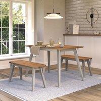 Core Products Corona Grey 140cm Kitchen Table & 2 Bench Set - H75cm x W80cm x D140cm
