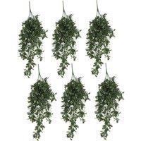 Leaf Pack of 6 x Hanging UV Fire Resistant Artificial Peperomia Plant 68cm in Green