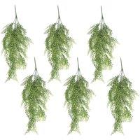 Leaf Pack of 6 x Hanging UV Fire Artificial Button Fern Plant 82cm in Green