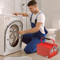 DURHAND 3 Tier Metal Toolbox with 5 Tray Carry Handle in Red | Size: Small