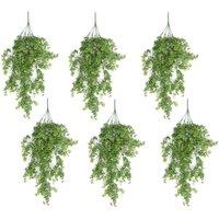 Leaf Pack of 6 x Hanging UV Fire Artificial Forest Foliage Plant 81cm in Green