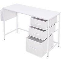 Compact Office Desk with Removable Drawers & Hanging Storage Bag in White