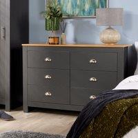 Home Source Chest of 6 Drawers Wooden Bedroom Home Clothing Storage Cabinet in Dark Grey