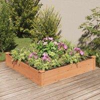 Berkfield Home Garden Raised Bed with Liner Brown 120x120x25 cm Solid Wood Fir | Size: 120 x 120 x 25 cm