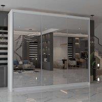 MN Furniture Cuba Sliding Mirror Wardrobe - LED Light 250cm x 217cm in White | Size: 250 cm x 217 cm