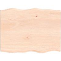 Berkfield Home Table Top 80x60x2 cm Untreated Solid Wood Oak Live Edge in Brown | Size: 80 x 60 x 2 cm