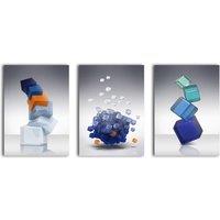simpa Abstract Cubes 3 Panel Canvas Wall Art