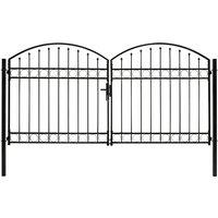 Berkfield Home Fence Gate Double Door with Arched Top Steel 300x150 cm Black