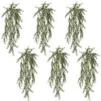 Leaf Pack of 6 x Hanging UV Fire Resistant Artificial Fern Plant 78cm in Green