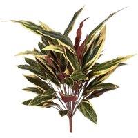 Leaf 90cm Artificial Fire Retardant Caladium Bush white edge x15w/49Lvs in Green