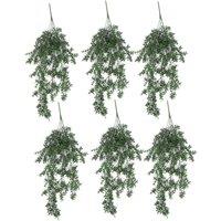Leaf Pack of 6 x Hanging UV Fire Resistant Artificial Small Plant 78cm in Green