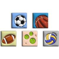simpa Balls of Sport 5 Panel Canvas Wall Art