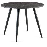 SONARA 100cm Round Dining Table with Wooden Top & Round Metal Legs in Black | Size: 100 cm x 100 cm