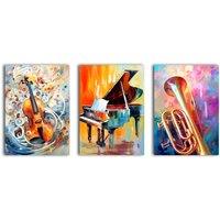 simpa Musical Instruments 3 Panel Canvas Wall Art