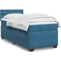 Berkfield Home Box Spring Bed with Mattress Dark Blue 90x200 cm Velvet