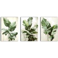 simpa Modern Tropical Plants 3 Panel Canvas Wall Art